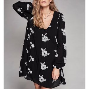 Long Sleeved Free People flower embroidered dress